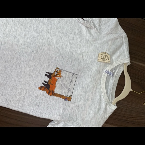 Red Panda Bee’s Faux / Decorative Light Grey Pocket Tee - Picture 7 of 9